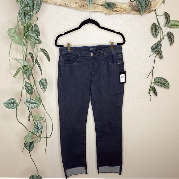 Dkny Denim - DKNY Stair Step Frayed and Cut Out Jeans